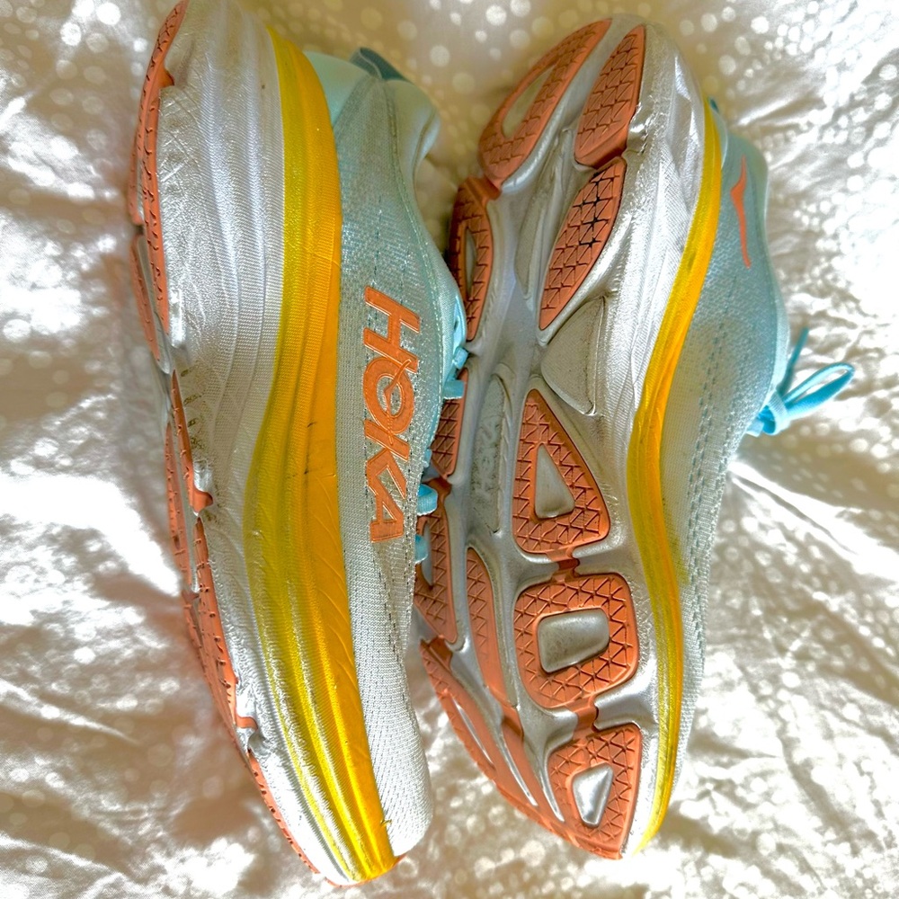 Hoka One One Blue and Yellow Running Shoes - Picture 3 of 6